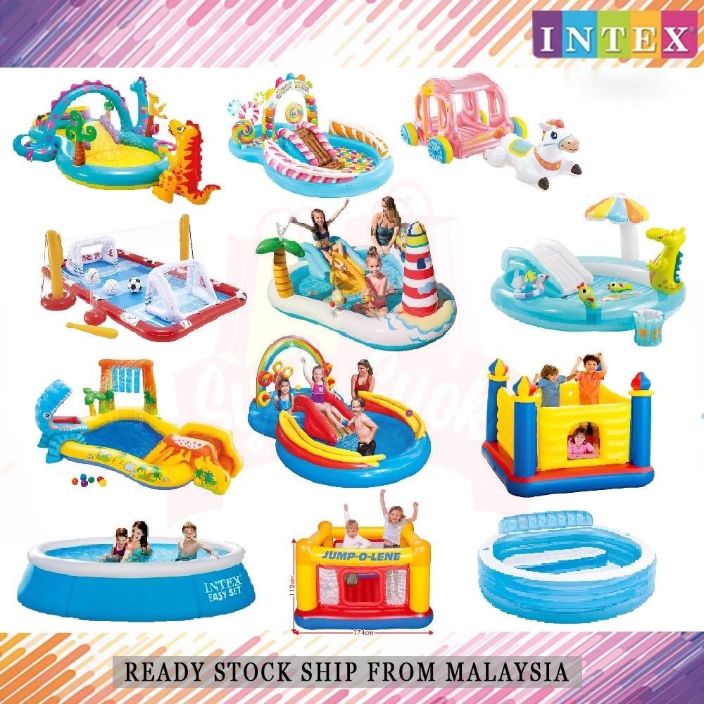 SyokSyok INTEX Theme Children Kids Swimming Pool with Slide Playground ...