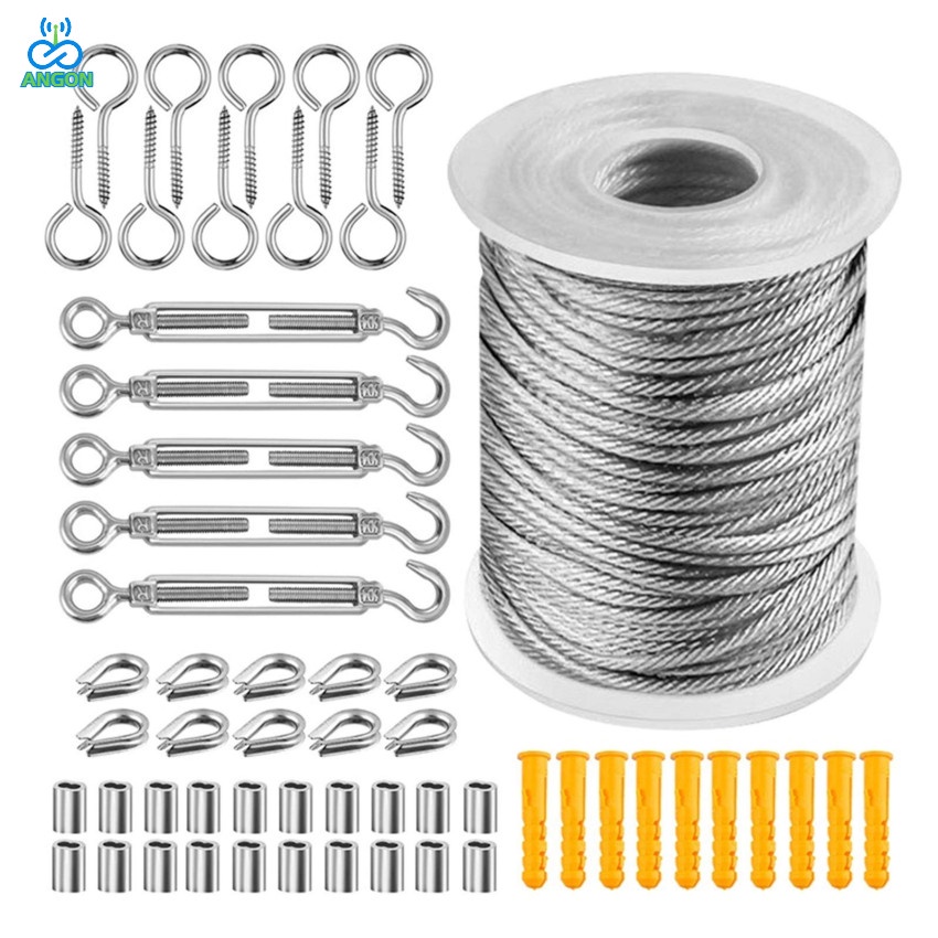 56PCS/Set 30 Meter Steel PVC Coated Flexible Wire Rope Soft Cable Transparent Stainless Steel