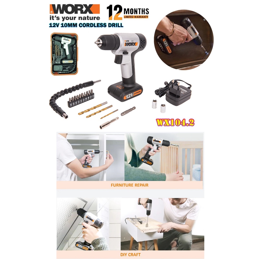 Wx104l Worx D Lite 12v Cordless Drill