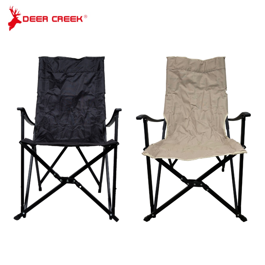 Camping High Back Rest Arm Chair Foldable Black/Khaki Shopee Malaysia