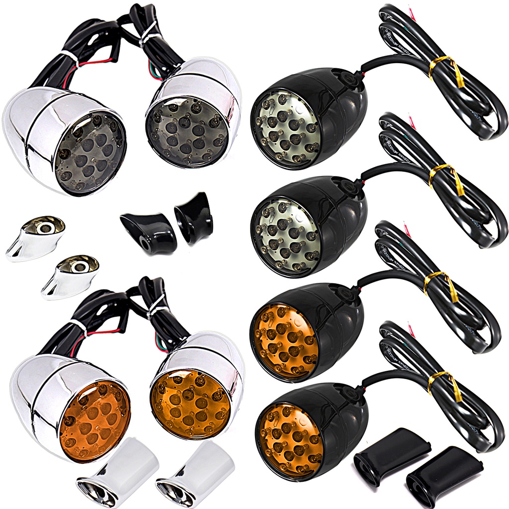 Rear Turn Signals Indicators LED Lights For Harley Dyna Softail Fatboy