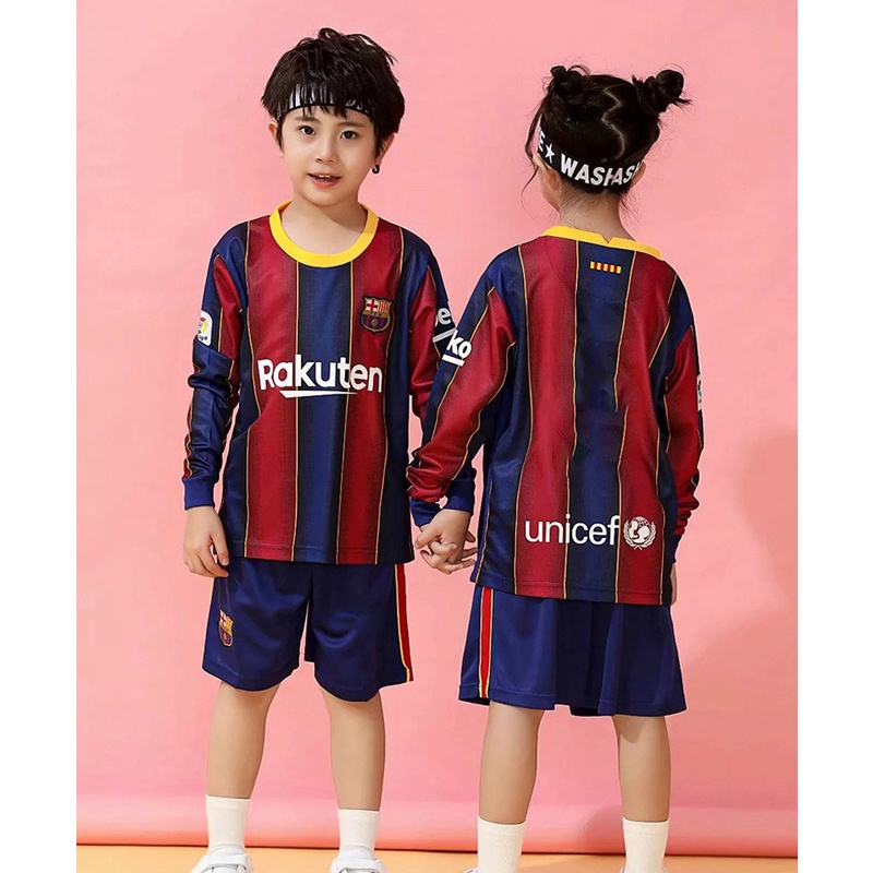 FC Barcelona Jersey Set Long Sleeves for Kids Children Football/soccer