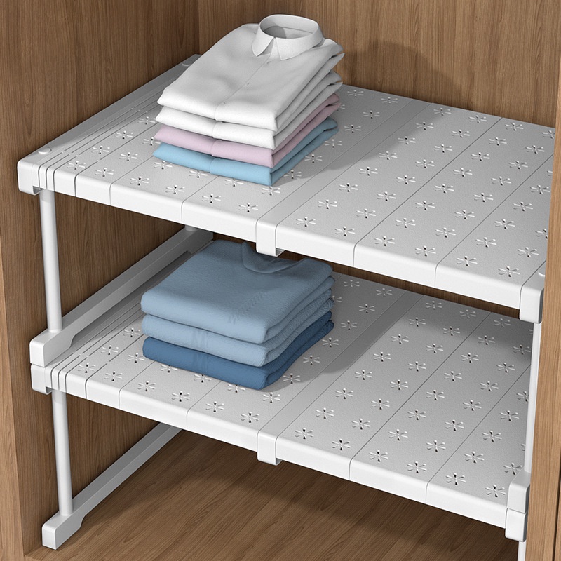 Ossayi Retractable Wardrobe Storage Racks Stackable Shelf Clothing