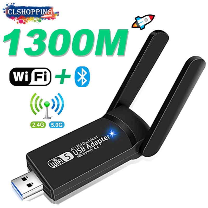 USB WiFi Bluetooth adapter 1300Mbps Dual Band 2.4/5Ghz Wireless Network ...