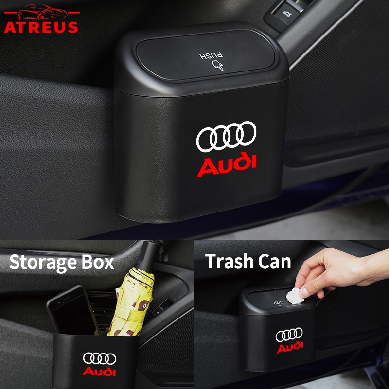Audi Car Trash Can Hanging Flip Lid Dustbin Pressing Type Storage Box