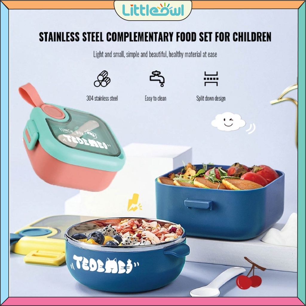 4in1 Baby Travel Cutlery Baby Food 304 Stainless Steel Airtight Baby