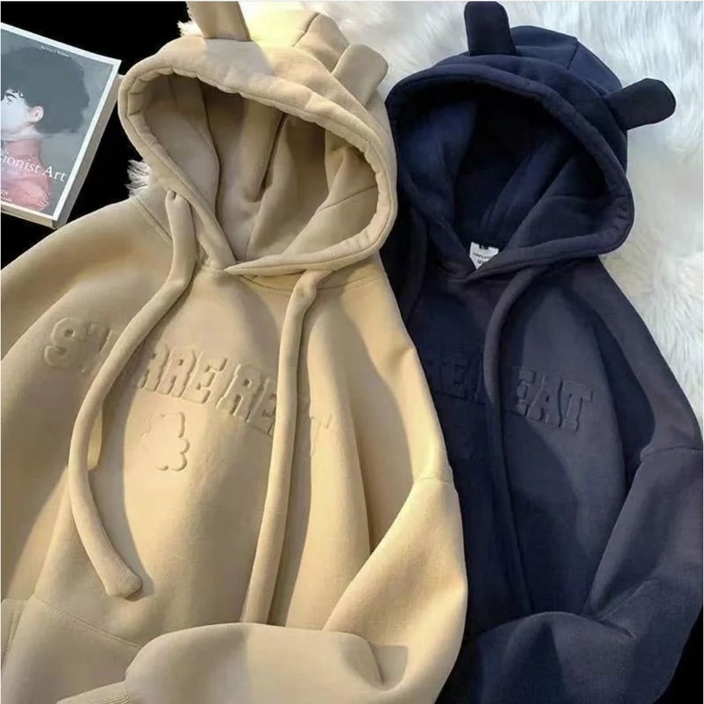 Swrre REAT Jumbo HOODIE SWEATER Women OVERSIZE Embossed MODEL Shopee Malaysia