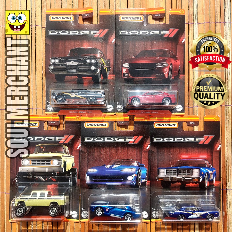 Matchbox DODGE SERIES SET 5pcs - 2018 DODGE CHARGER 1969 DODGE D-200 ...