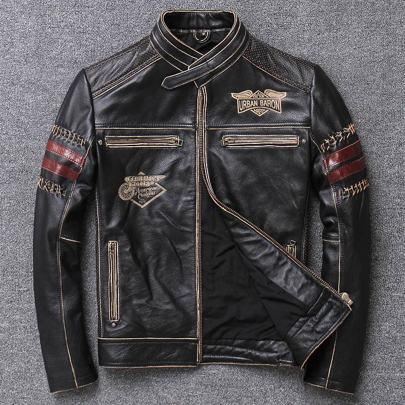 URBAN BARON JACKET MOTORCYCLE ORIGINAL COWHIDE LEATHER LIMITED EDITION ...