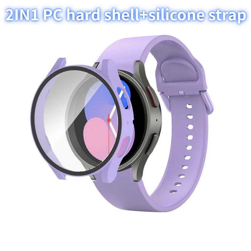 Tempered glass film shell and silicone strap for Samsung Galaxy Watch 5