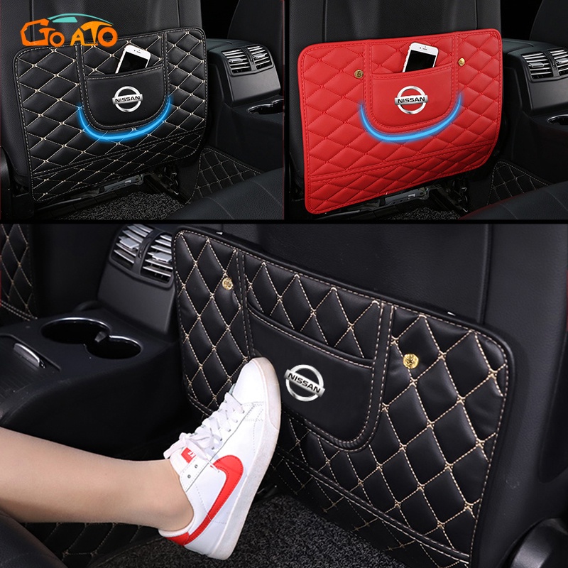 GTIOATO Car Seat Back Anti Kick Pad Universal Leather Auto Seat Back
