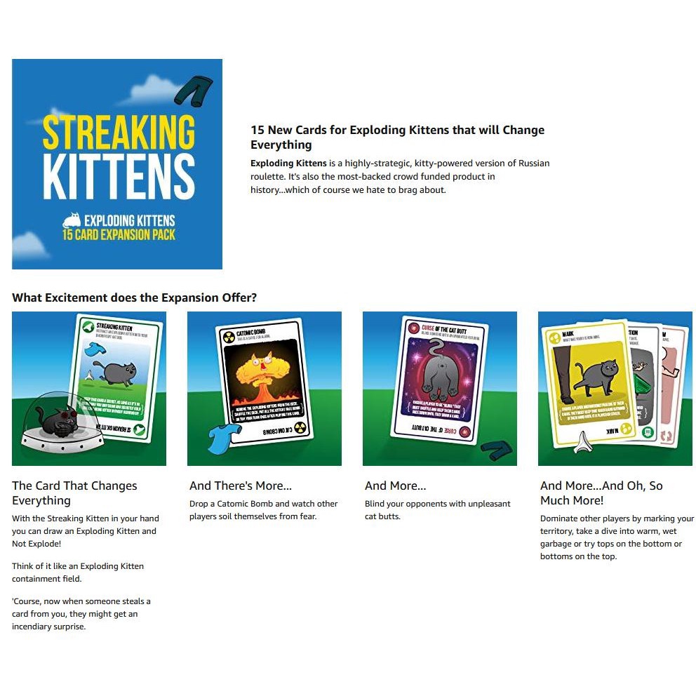 Streaking Kittens: The Second Expansion of Exploding Kittens | Shopee ...