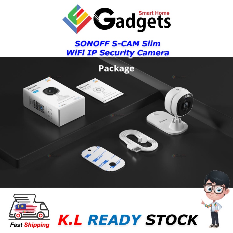 Sonoff eWeLink Wifi IP Security Camera S-CAM Slim 1080P FHD Wireless IR ...