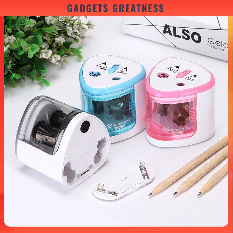 GG Pengorek Pensil Electric Two Holes Pencil Sharpener Automatic Pencil