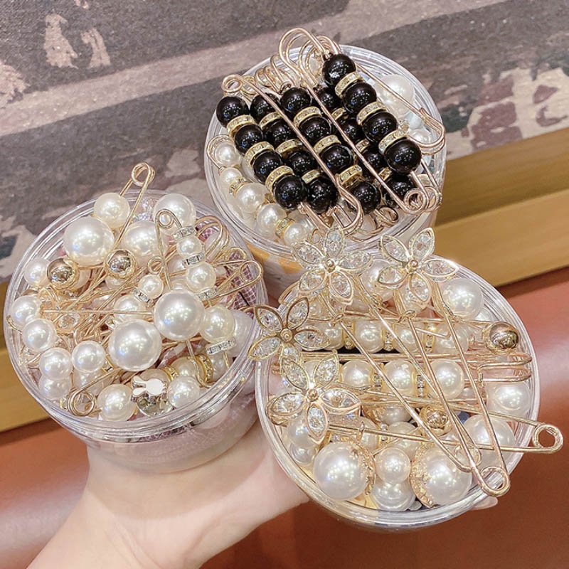 Shiny Pins Lady's Waist Pin Pearl Brooch Adjustable Trouser Elastic