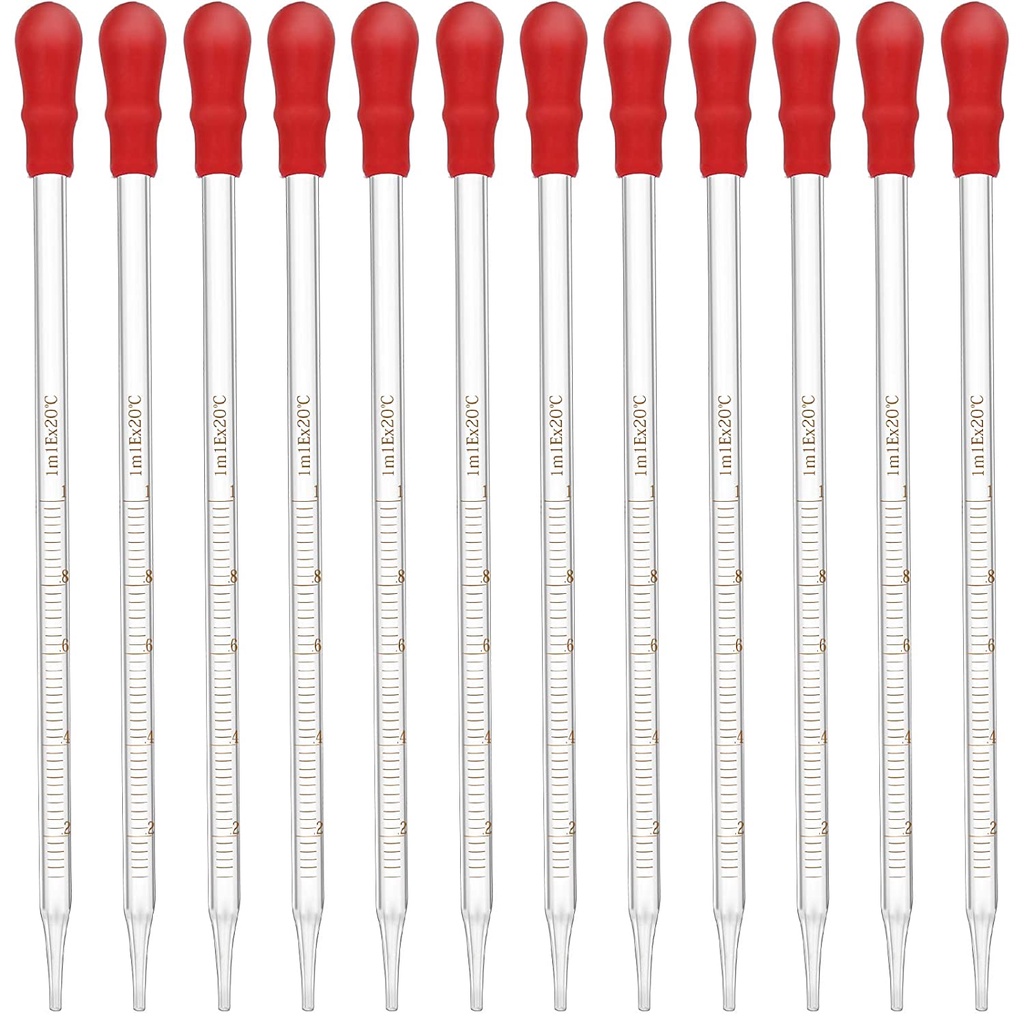 Glass Transfer Pipettes,0.5ml/ 1ML/ 2ML/3ML Graduated Essential Oil Pipette Dropper Eye Dropper