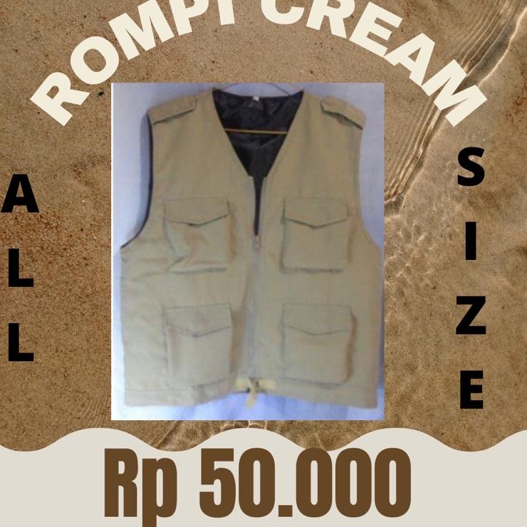 Collarless Cream Vest (Drill, Ripstop) | Shopee Malaysia