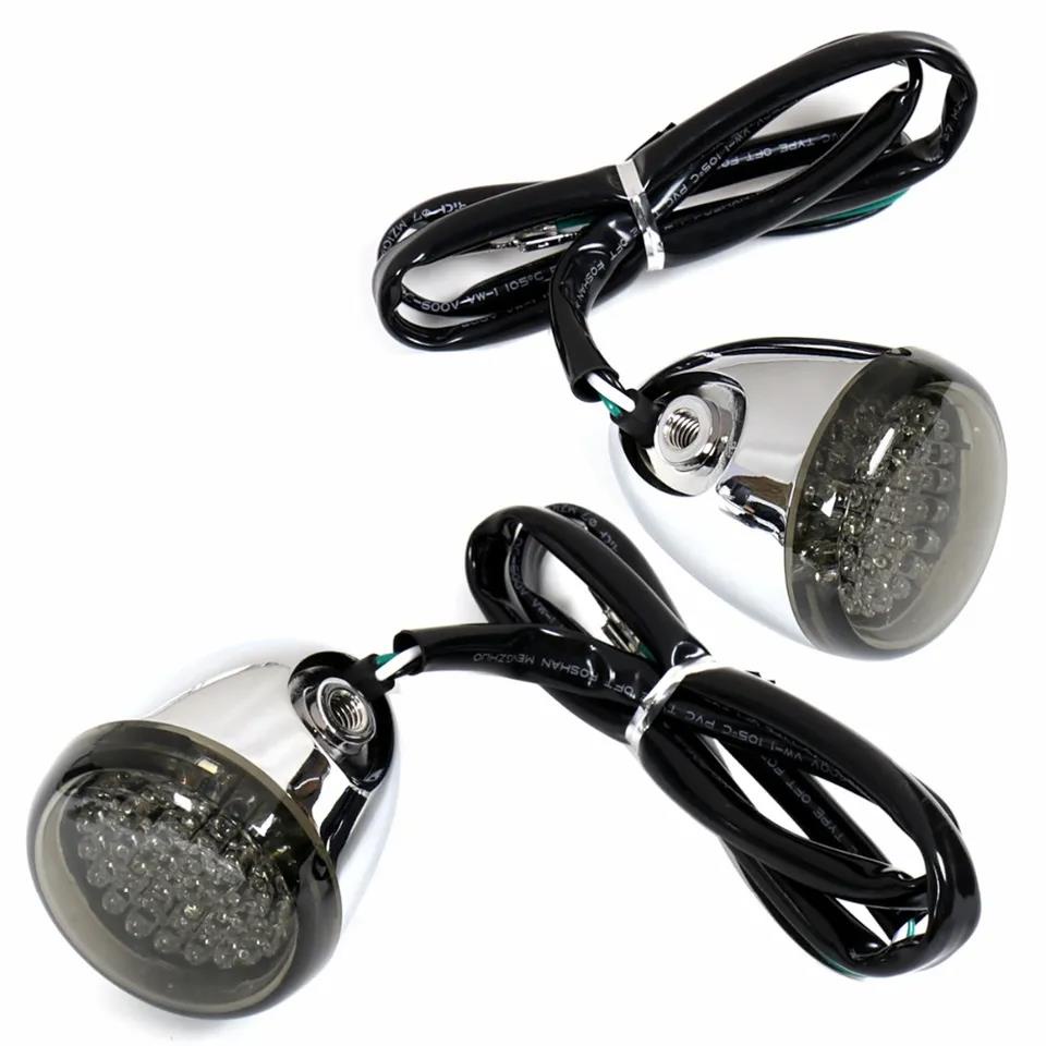 Chrome Bullet LED Rear Turn Signal & Brake Running Lights Combo For Harley & More – 8mm Mount