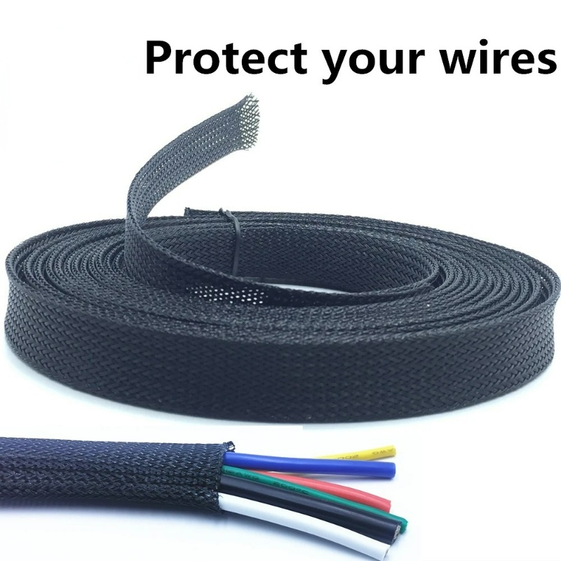 1m Black Wire Cable FlameRetardant Nylon Tube PET Black Cable Sleeve