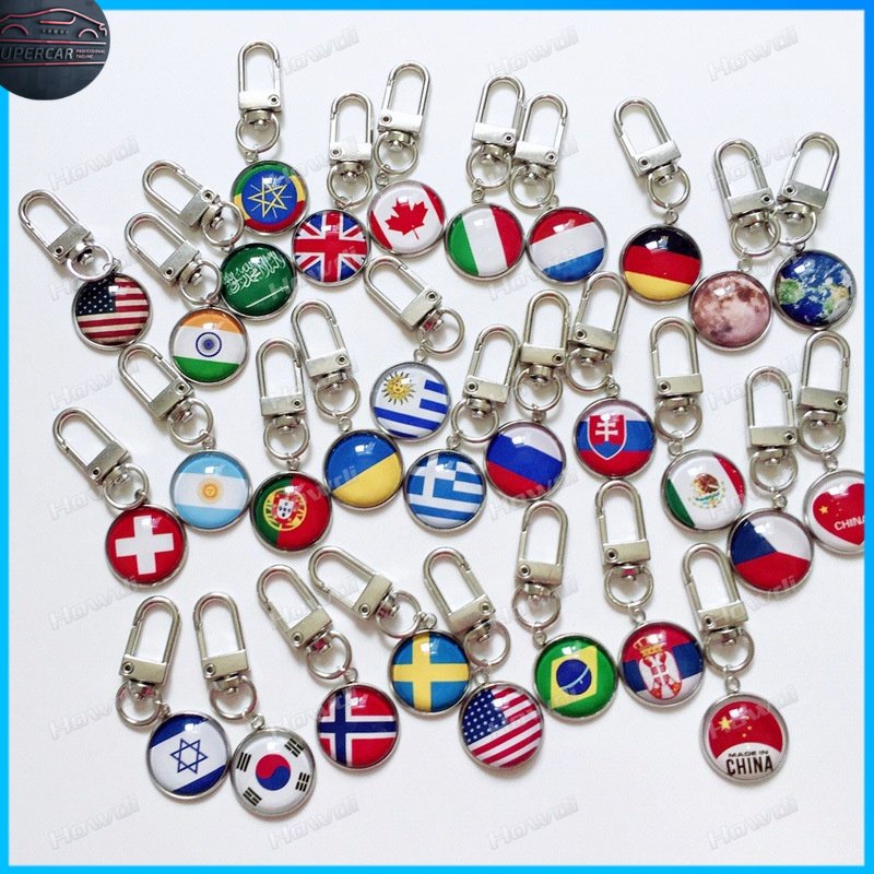 SC NEW National Flag Keychain Round Metal Pendant Motorcycle Car ...