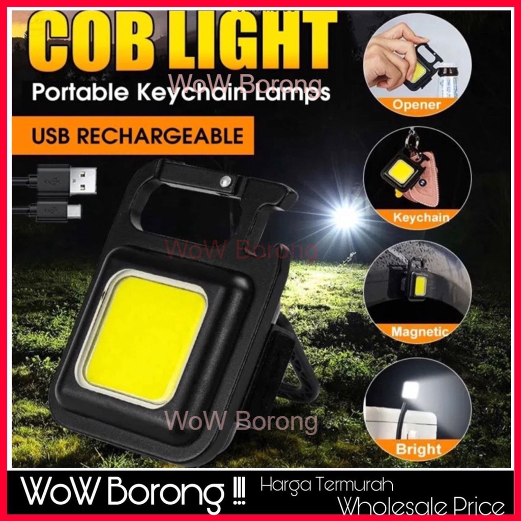 Mini COB Keychain Torch Light Flashlight USB 4 Modes Multifunctional ...