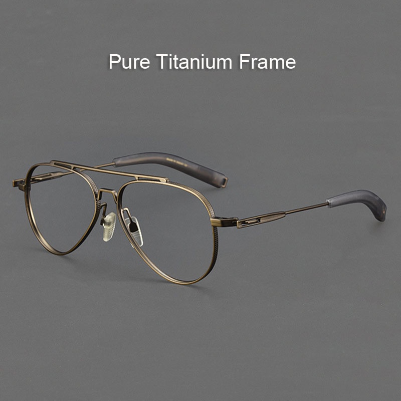 Fashion Pure Titanium Pilot Spectacle Frame Men Retro Ultralight ...