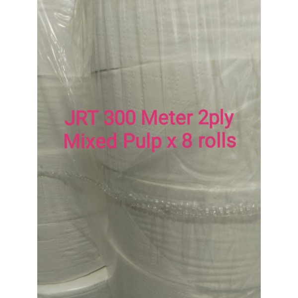 Toilet Paper Roll 300M x 4 roll Jumbo Roll Tissue Paper more thicker 2 ply mixed pulp