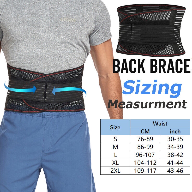 Men Women Waist Trainer Trimmer Belt Adjustable Lumbar Support Lower Waist  Back Belt Brace Pain Relief Belly Control Workout Girdle Fitness Body  Shaper black S