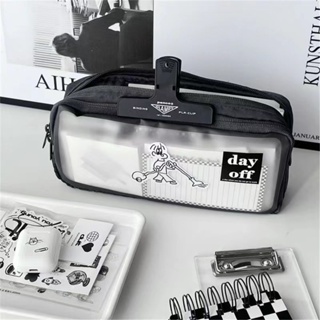 Large Capacity PVC Black Matte Pencil Bag Pen Case for Students  Multi-function Stationery Storage Bag