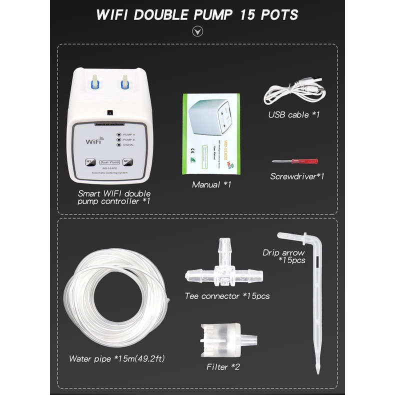 WIFI Smart Double Pump Watering Device Drip Irrigation System Auto ...
