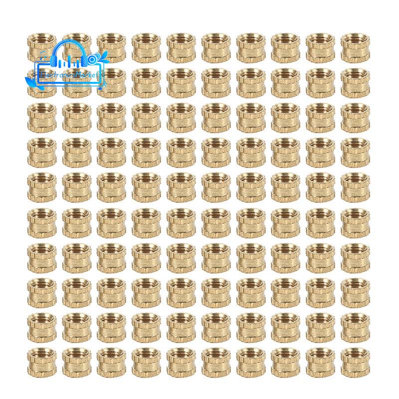 M3 x 3mm Female Thread Brass Knurled Threaded Insert Embedment Nuts ...