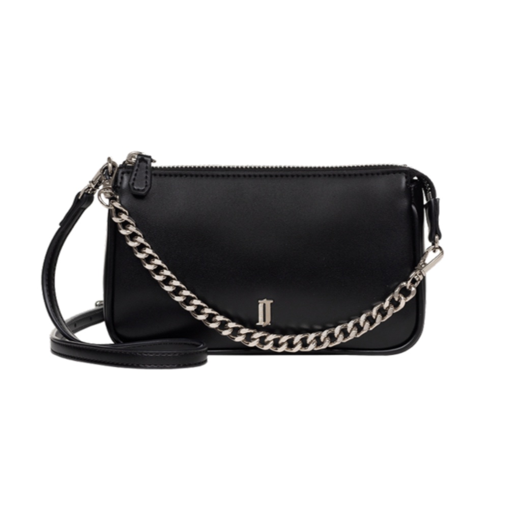 J.ESTINA Joelle Nut Mini Cross Black Chain Leather Strap Shoulder Bag ...