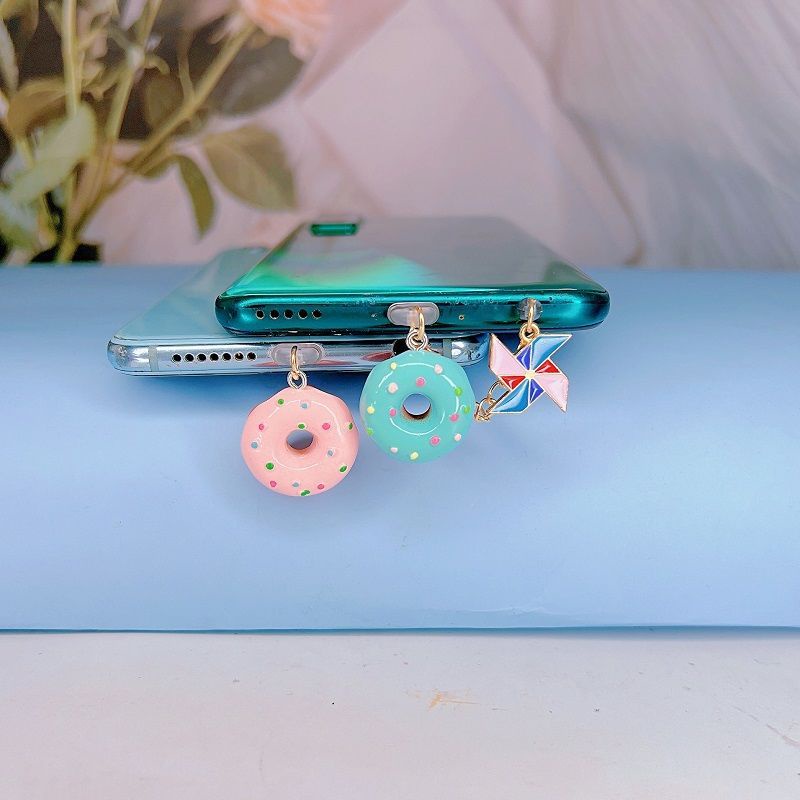 Mobile Phone Anti-Dust Plug diy Cute Donut Windmill Universal