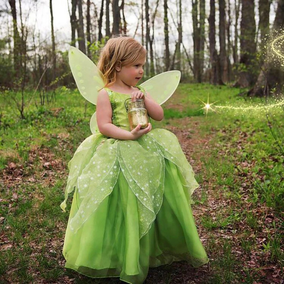 WFRV Princess Tinker Bell for Girls Costume Kids Cosplay Fairy Green Leaf Tinkerbell Fancy Dress Child Halloween Carnival Party Dress 2 8Y Shopee Malaysia