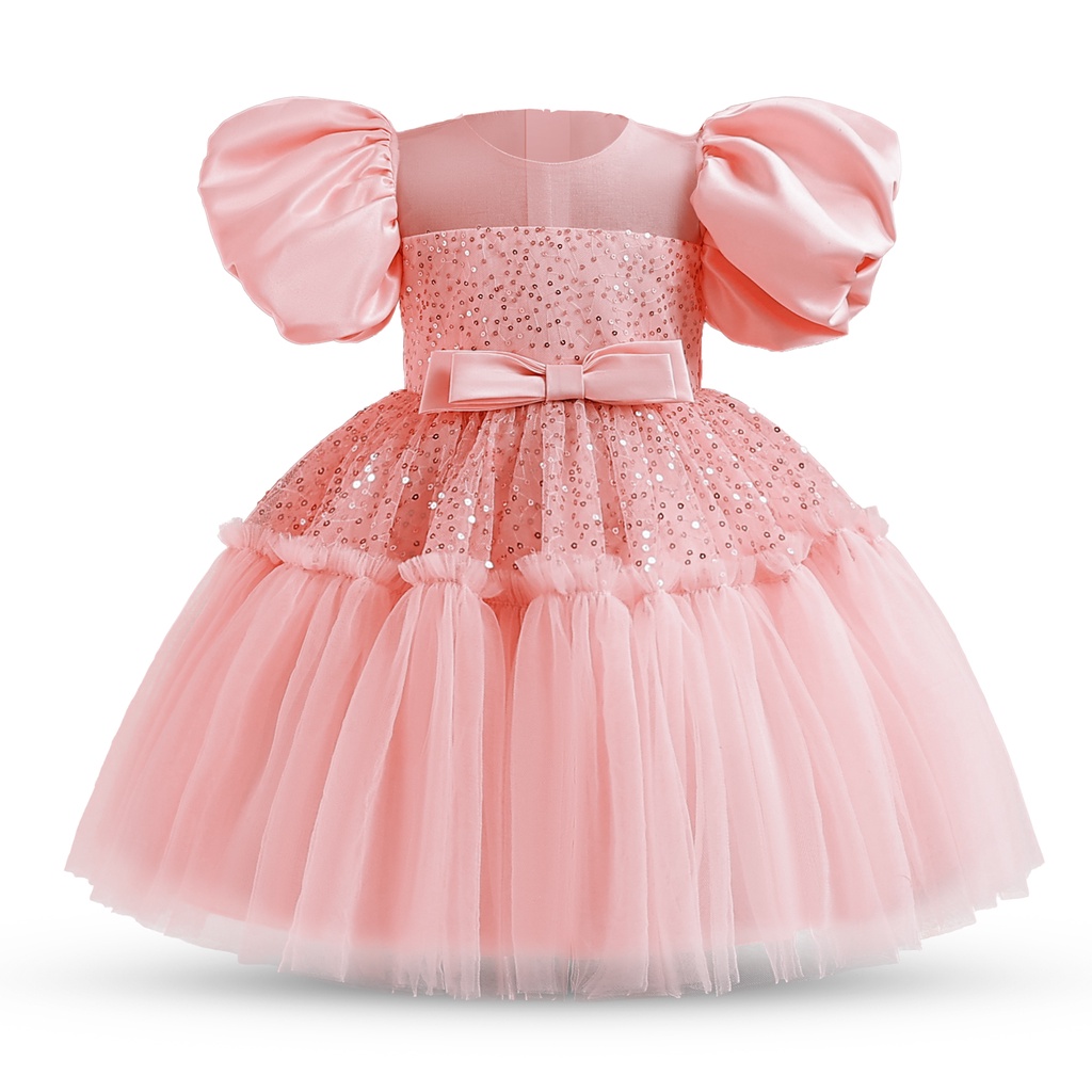 Girls Birthday Dress Girls Pink Sequin Princess Dress Children's Party Dress