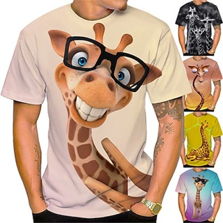 Giraffe white t shirt animal tee top design - mens womens kids