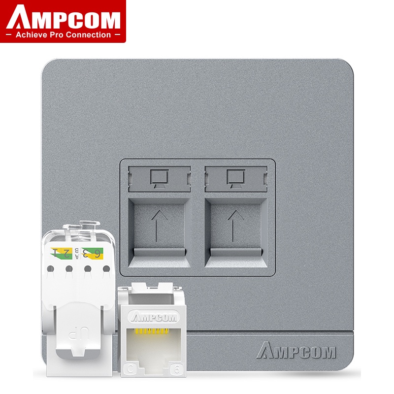 AMPCOM CAT6 Keystone Jack Faceplate with CAT6 1Gbps UTP Module Coupler ...