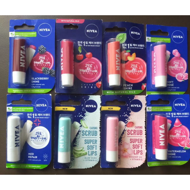 Nivea Caring Scrub Super Soft Lips & Caring Lips Balm 24h Meltin