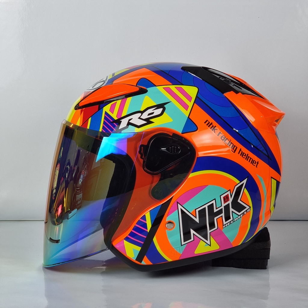 NHK HELMET R6 Pigment Large - Orange Flo Glossy | Shopee Malaysia