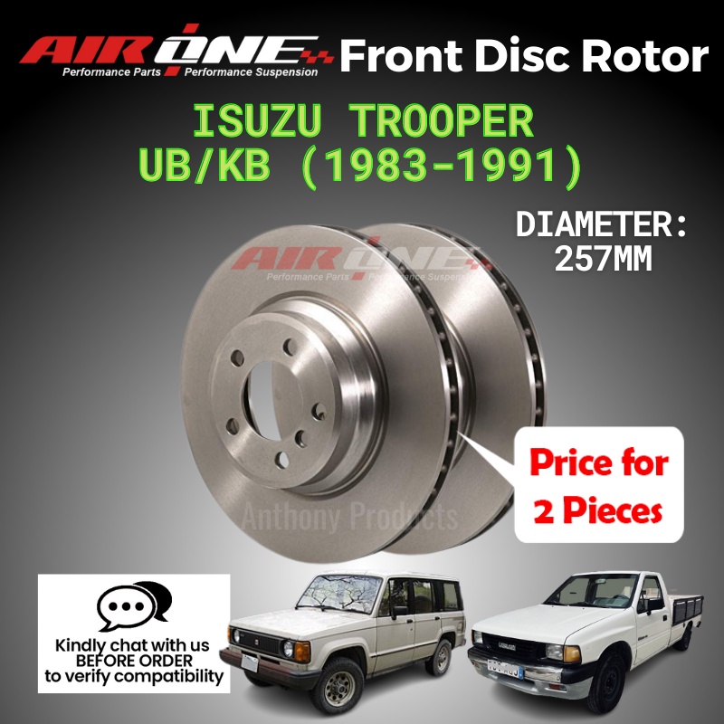 AIRONE Isuzu Trooper UB / KB (1983-1991) Front (Depan) OE Brake Disc ...