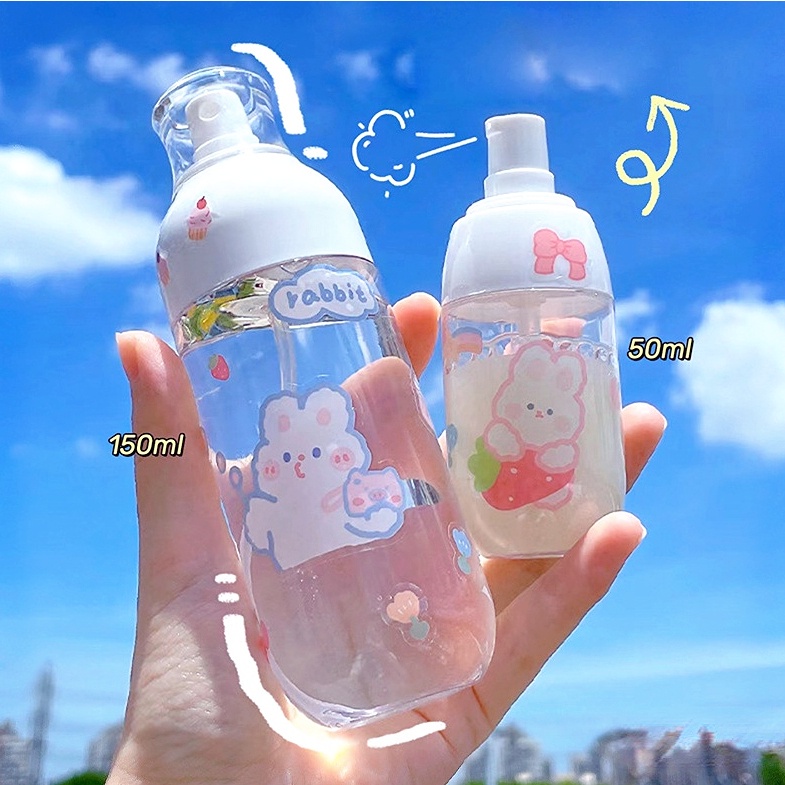 50ml Empty Refillable Spray Bottle with Cute Sticker / Transparent