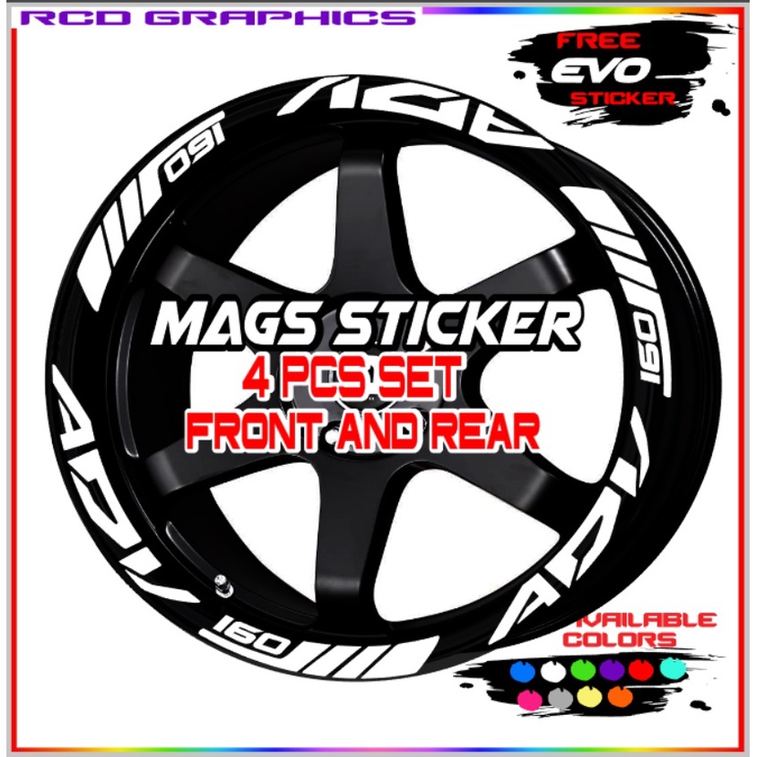Honda Adv 160 mags sticker 4pcs set front and rear sticker decals ...