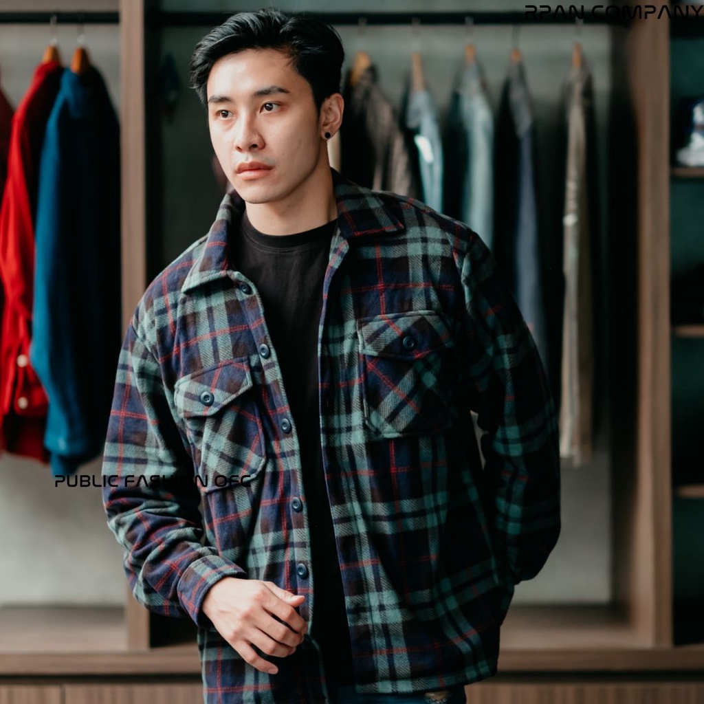 KEMEJA Public Fashion Ofc Plaid Shirt Jacket Flannel/Shirt Flannel ...