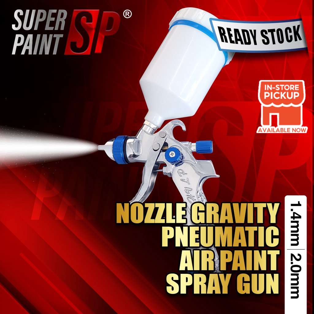 HVLP Gravity Feed Spray Gun 1.4 2.0mm Nozzle Painting Car Airbrushing Pneumatic Wall Paint Sprayer Penyembur Cat Shopee Malaysia