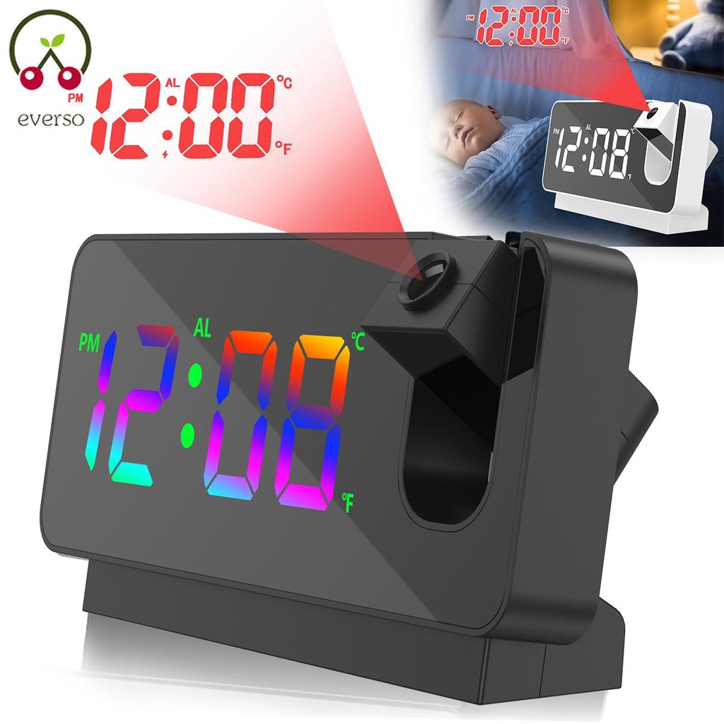 Projection Alarm Clock Digital Clock with 180° Rotatable Projector