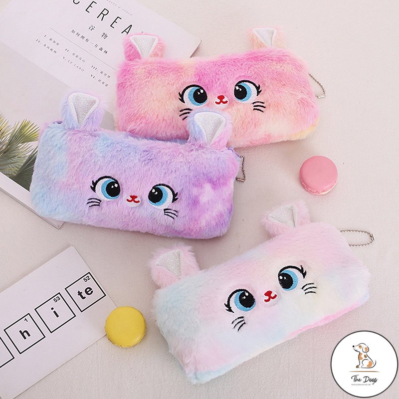 DC HOSTY Cat Zipper Cute Pencil Box Large 3D Student Stationery Pencil