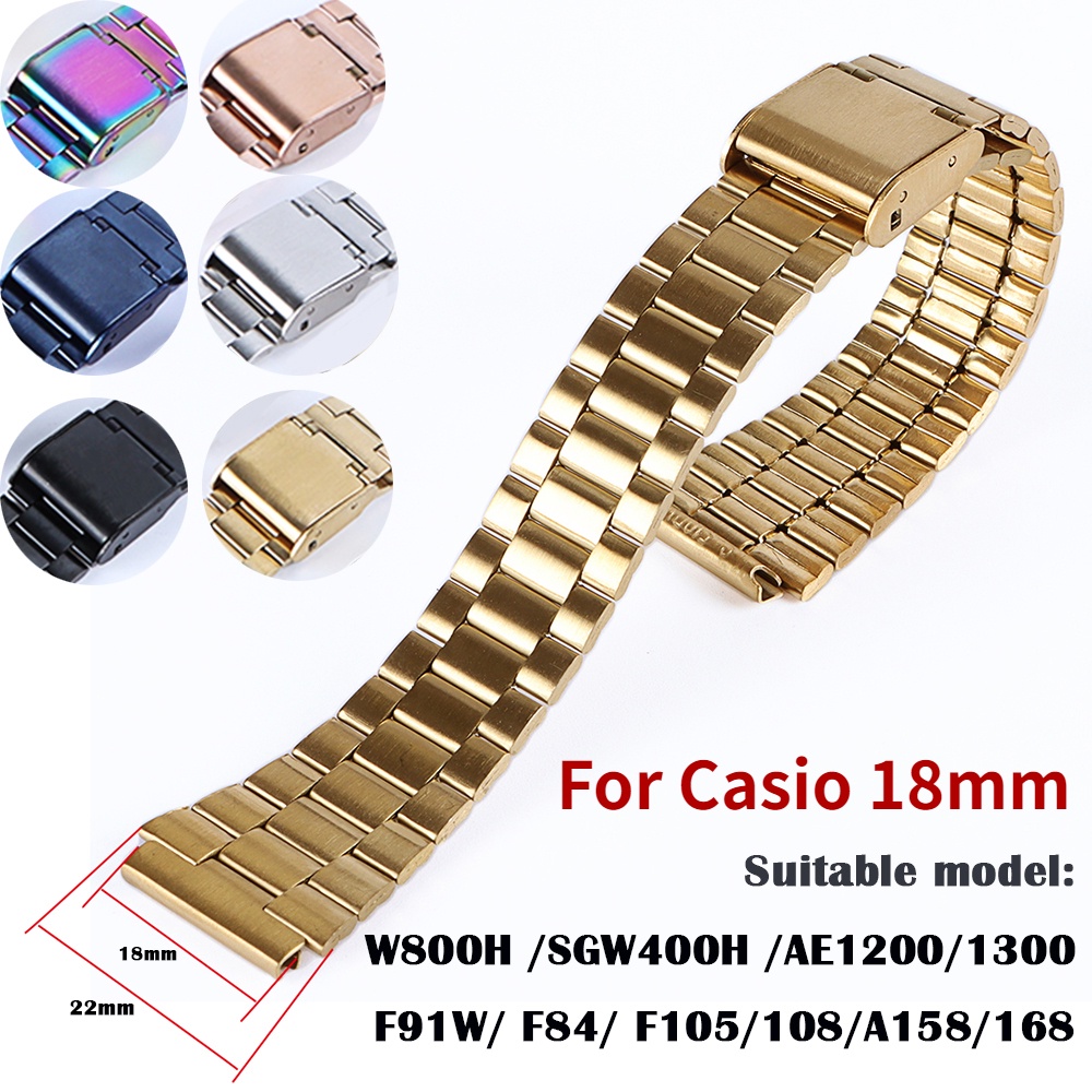 Metal Watch Band Vintage Steel Wristbnd for Casio SGW400 F91W F84