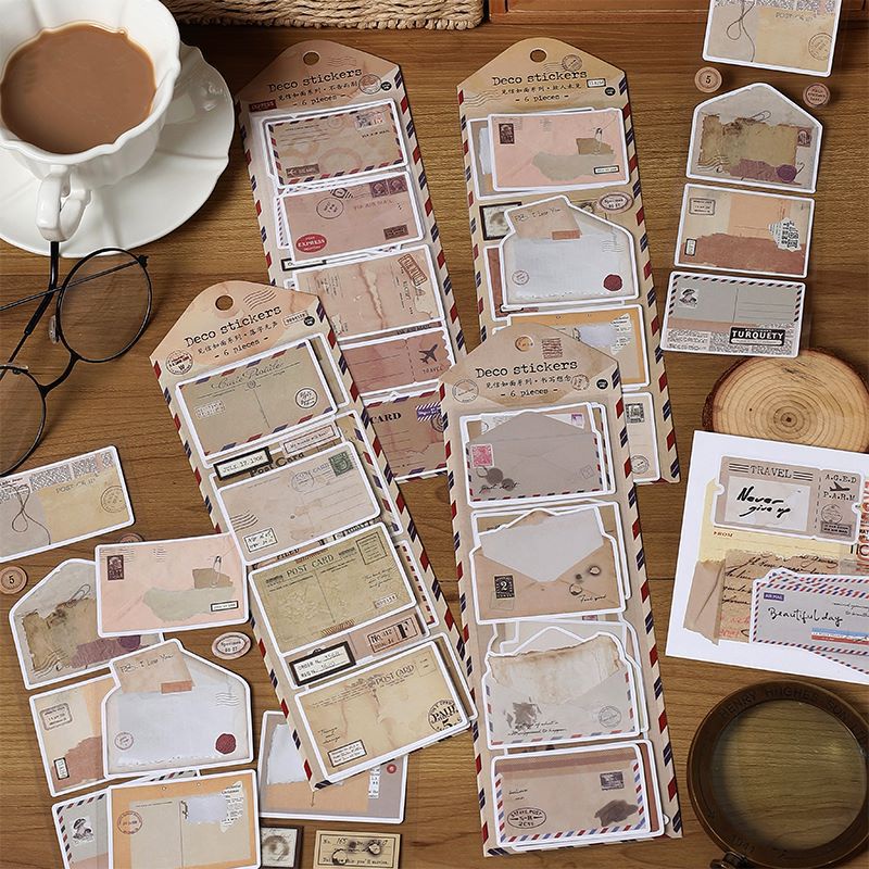 MOHAMM 6 Sheets Envelope Stamps Writable Vintage Handbooks Materials ...