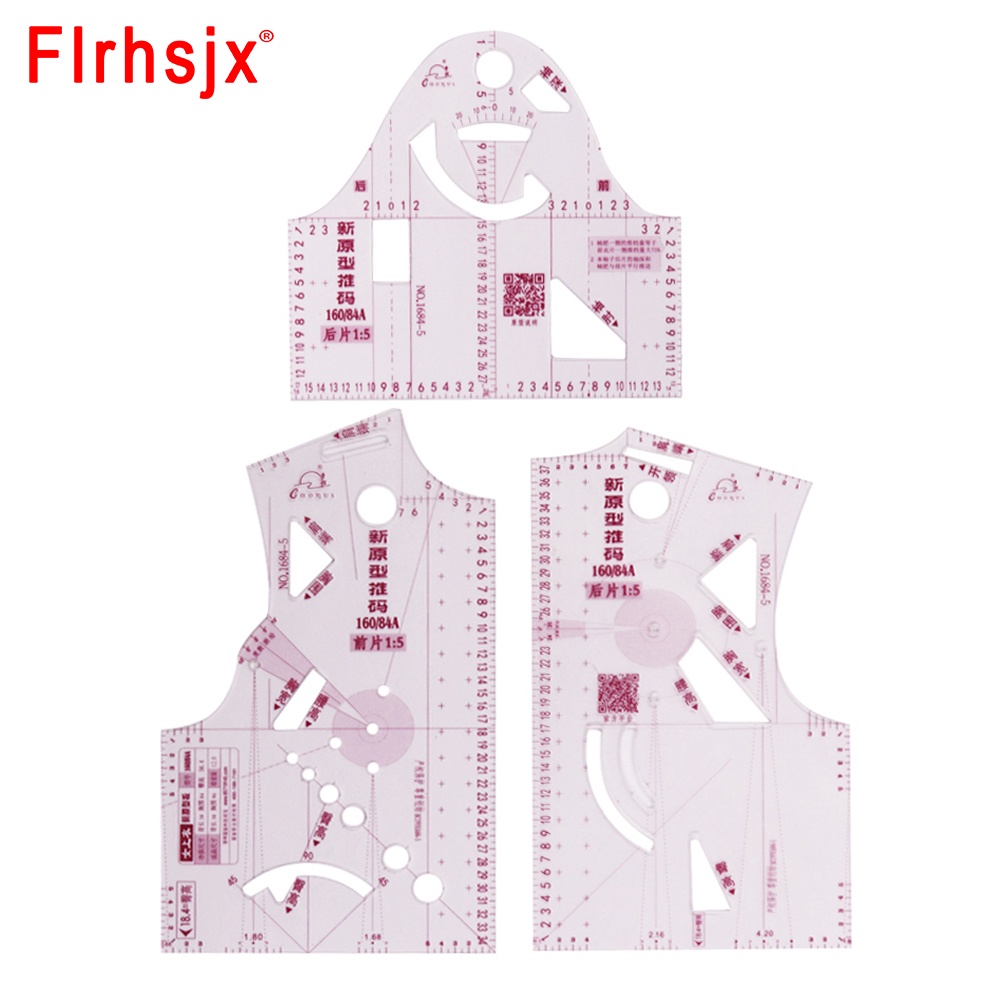 3pcs 1:3/1:5 Fashion Ruler Drawing Tailor Ruler for Clothing Pattern ...