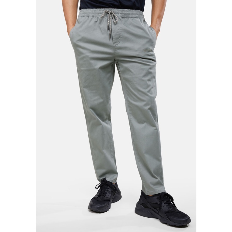 Cotton Twill Jogger Pants with Pockets and Drawstring Waist